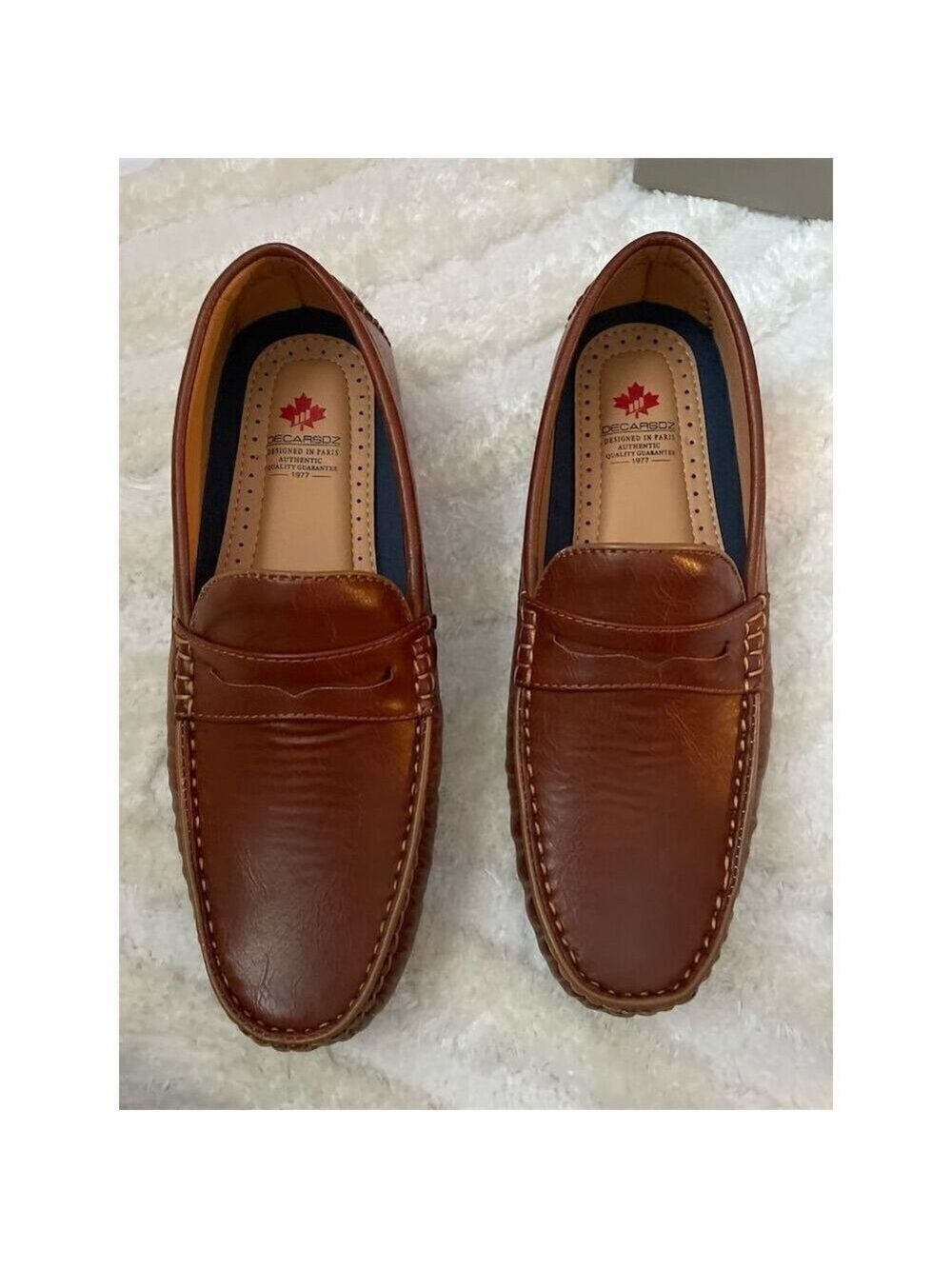 Men's Brown Loafers Slip-On Round Toe Casual Lightweight Anti-Slip